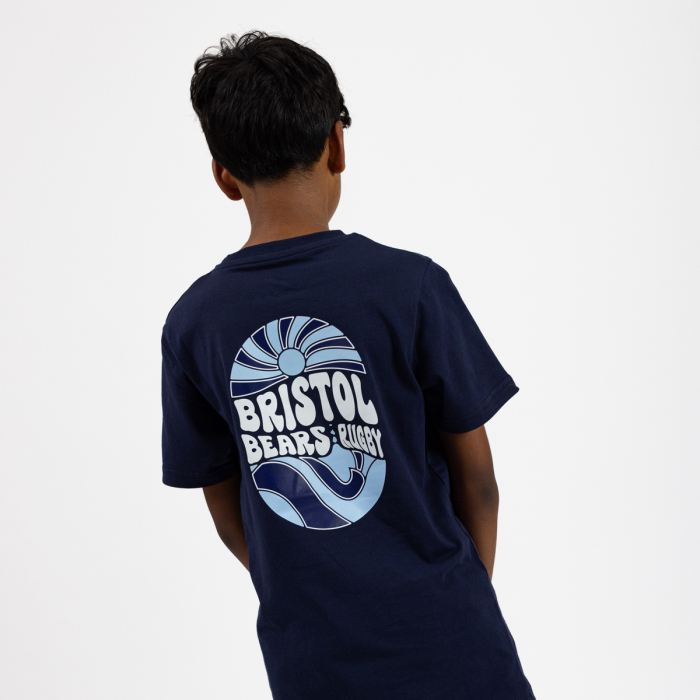 Bristol Bears Navy Summer Back Print Tee - Youth