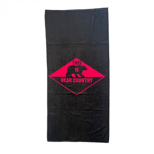 This Is Bear Country Black Beach Towel