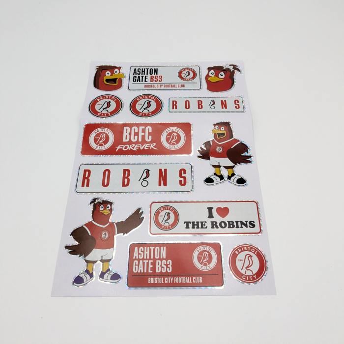 Bristol City Holographic Sticker Sheet
