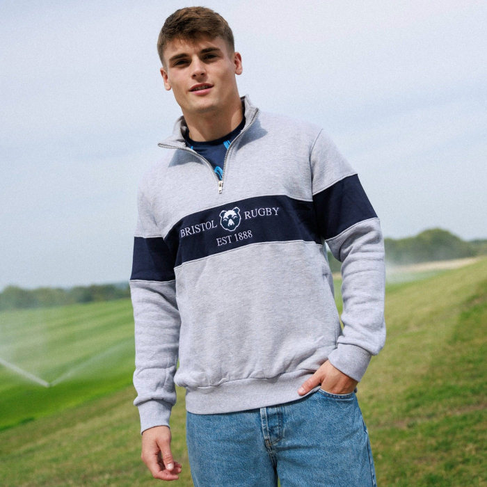Bristol Bears Grey Half Zip - Adult