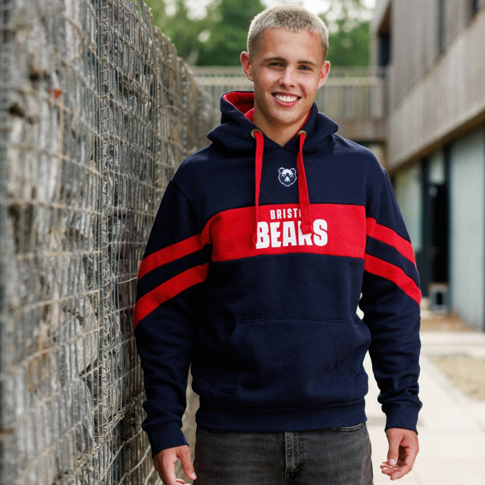 Bristol Bears Navy & Red Hoodie - Adult